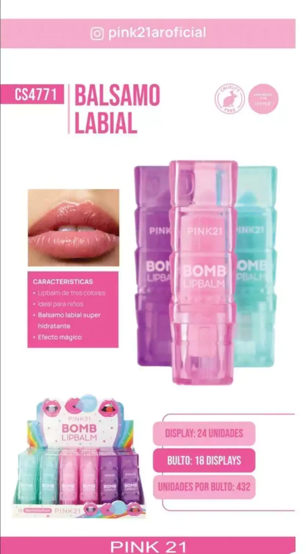 Balsamo Labial Bombo PINK 21 - Imagen 4