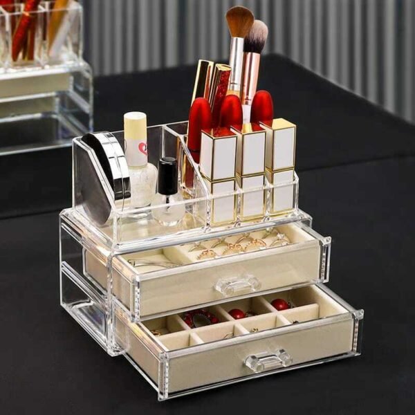 Organizador De Acrílico Para Cosméticos Maquillaje 2 Cajones - Imagen 3