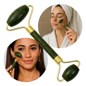 Rodillo Facial Masajeador Piedra De Jade Doble